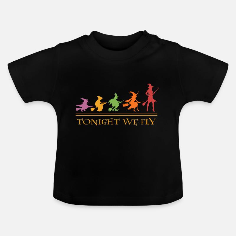 Hexe Evolution Halloween Hexen tonight we fly - Baby Bio-T-Shirt mit Rundhals - Schwarz