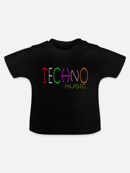 Techno-Musik - Baby Bio-T-Shirt mit Rundhals - Schwarz