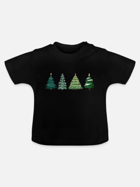 Weihnachtsbäume Geschenkidee - Baby Bio-T-Shirt mit Rundhals - Schwarz