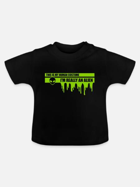 human costume alien Zitat - Baby Bio-T-Shirt mit Rundhals - Schwarz
