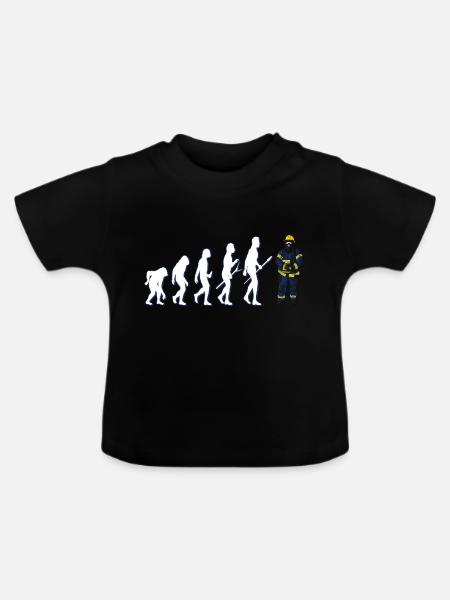 Evolution Feuerwehrmann - Baby Bio-T-Shirt mit Rundhals - Schwarz