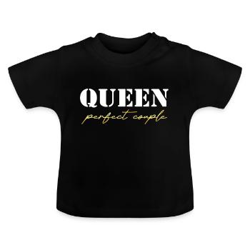 Cadeau Roi et Reine Reine blanc et or - T-shirt bio col rond Bébé - noir - Devant