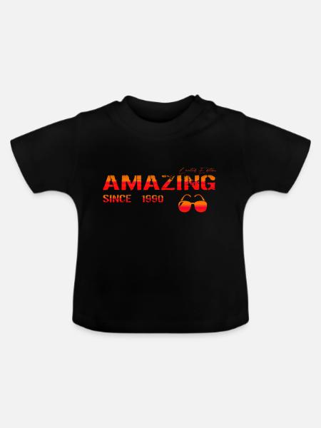 Amazing since 1990 - Baby Bio-T-Shirt mit Rundhals - Schwarz