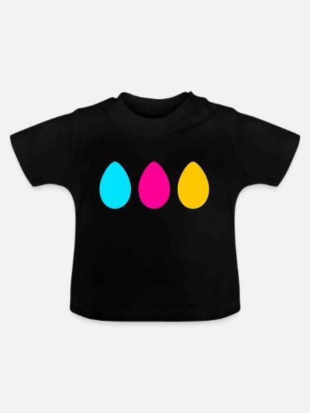 Drei Ostereier - Baby Bio-T-Shirt mit Rundhals - Schwarz