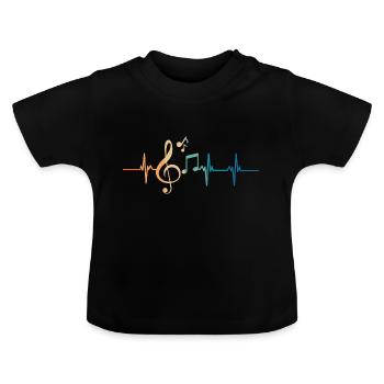 Herzschlag-Musik - Baby Bio-T-Shirt mit Rundhals - Schwarz - Vorne