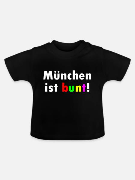 München ist bunt - Baby Bio-T-Shirt mit Rundhals - Schwarz