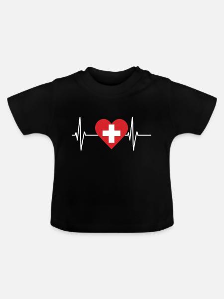 Schweiz - Baby Bio-T-Shirt mit Rundhals - Schwarz