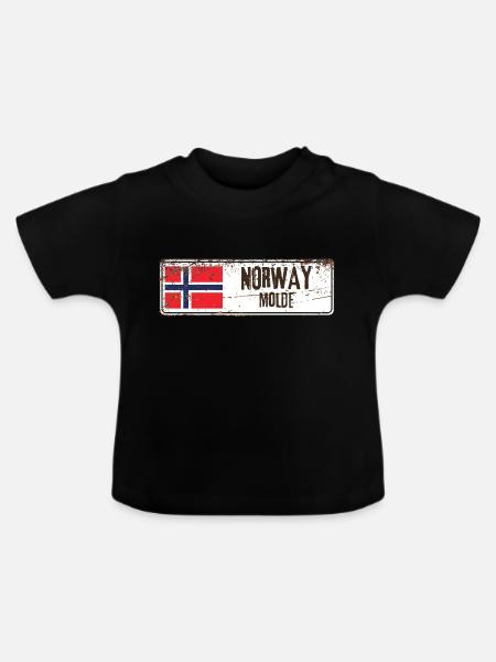 Molde Norwegen Flagge - Baby Bio-T-Shirt mit Rundhals - Schwarz