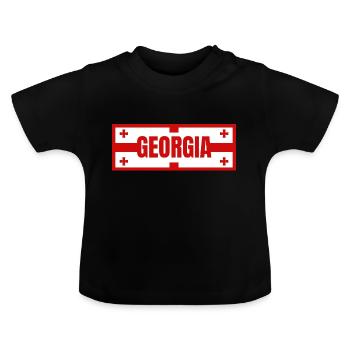 Georgian Flag Design - Baby Organic T-Shirt with Round Neck - black - Front