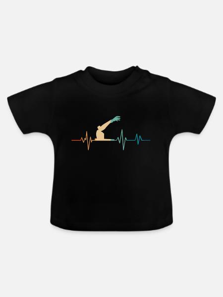 Retro Heartbeat Roboterarm - Baby Bio-T-Shirt mit Rundhals - Schwarz