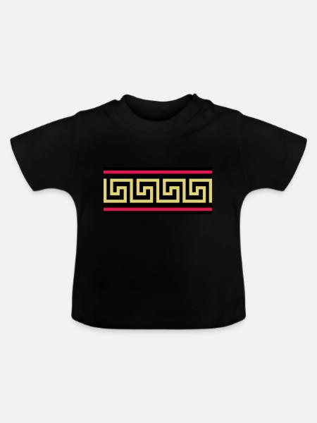 Mäander - Baby Bio-T-Shirt mit Rundhals - Schwarz