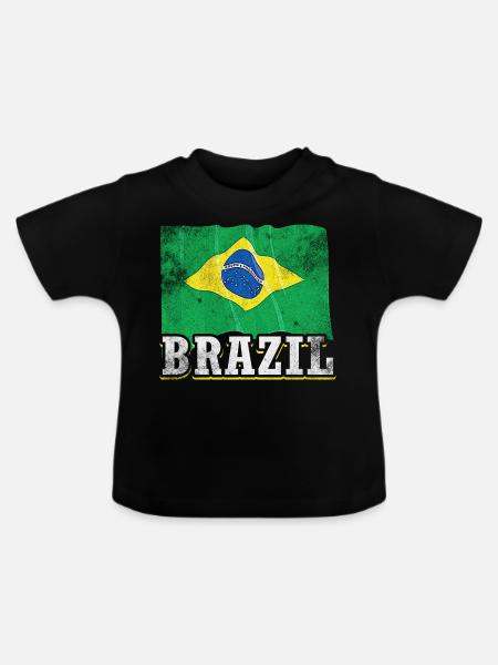 Brasilien Flagge - Baby Bio-T-Shirt mit Rundhals - Schwarz