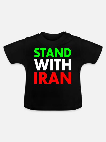 Stand with iran - Baby Bio-T-Shirt mit Rundhals - Schwarz
