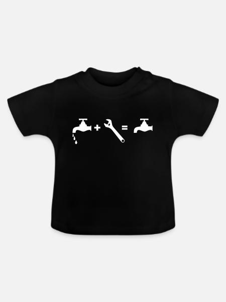 Klempner repariert Wasserhahn - Baby Bio-T-Shirt mit Rundhals - Schwarz