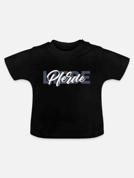 pferdeliebe grau - Baby Bio-T-Shirt mit Rundhals - Schwarz