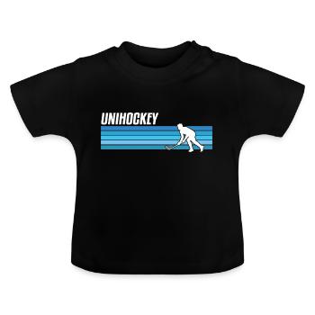 Unihockey Spieler Floorball Unihockey Spiel - Baby Bio-T-Shirt mit Rundhals - Schwarz - Vorne