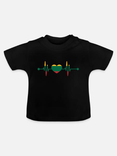 Herzschlag Litauer Litauen - Baby Bio-T-Shirt mit Rundhals - Schwarz