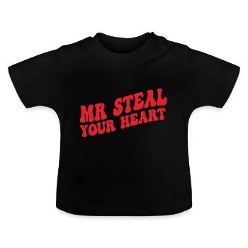 Monsieur Volez votre cœur - T-shirt bio col rond Bébé - noir - Devant