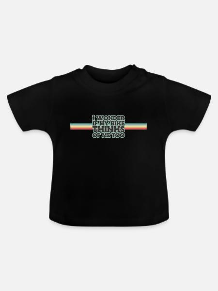 I wonder if my bike thinks of me too - Baby Organic T-Shirt with Round Neck - black
