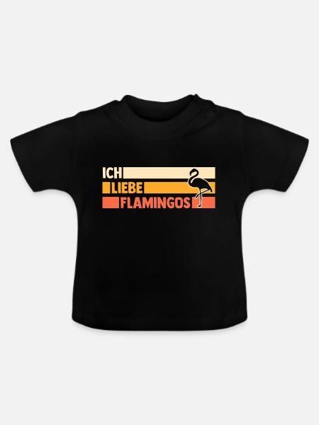 Ich liebe Flamingos - Baby Bio-T-Shirt mit Rundhals - Schwarz