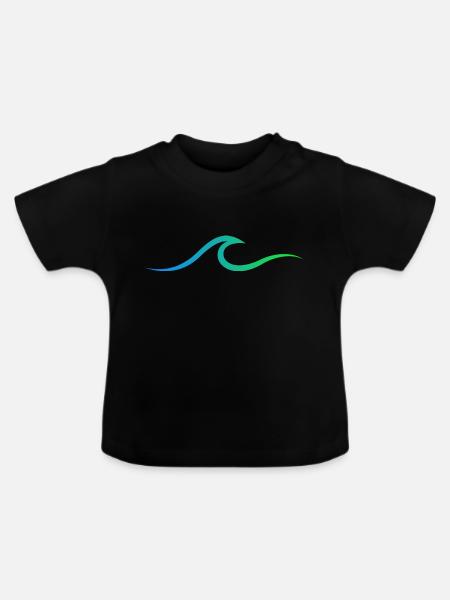 Welle wave Surfen - Baby Bio-T-Shirt mit Rundhals - Schwarz