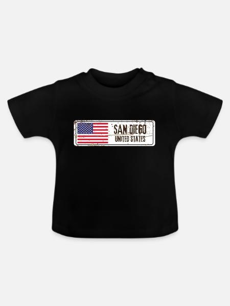 San Diego Flagge - Baby Bio-T-Shirt mit Rundhals - Schwarz