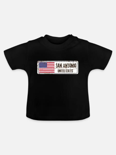 San Antonio Flagge - Baby Bio-T-Shirt mit Rundhals - Schwarz