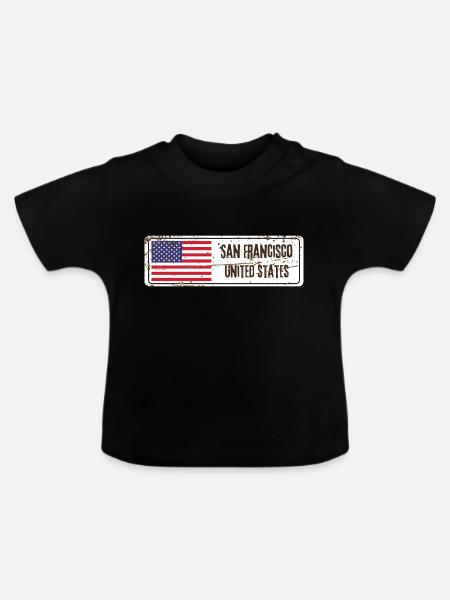 San Francisco Flagge - Baby Bio-T-Shirt mit Rundhals - Schwarz