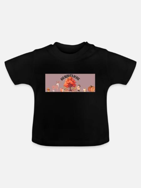 Herbstliche Grüße - Baby Bio-T-Shirt mit Rundhals - Schwarz