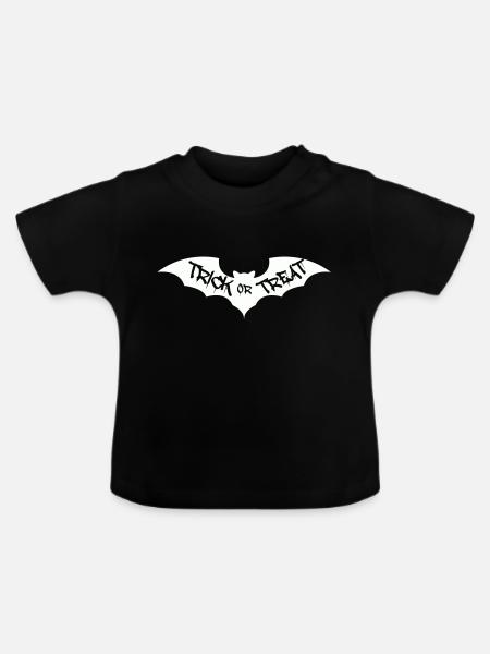 Fledermaus Trick or Treat - Baby Bio-T-Shirt mit Rundhals - Schwarz