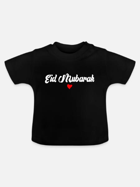 Islam Eid Mubarak - Baby Bio-T-Shirt mit Rundhals - Schwarz