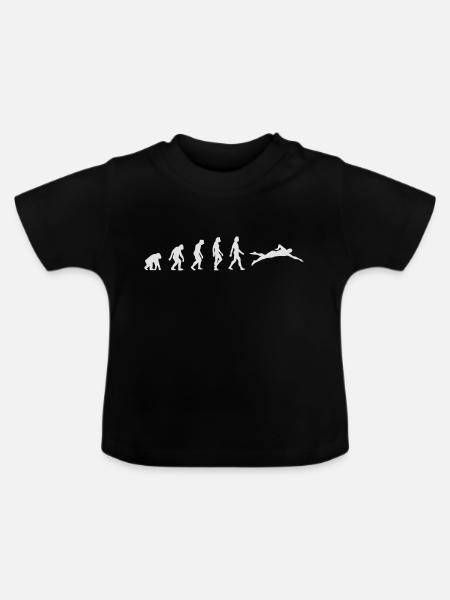 Die Evolution des Schwimmens - Baby Bio-T-Shirt mit Rundhals - Schwarz