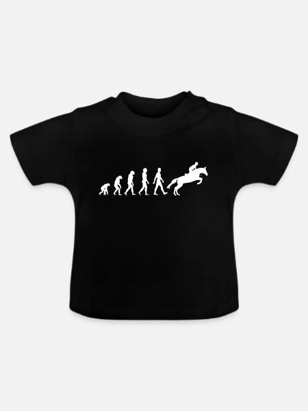 Pferd Reiter Springreiter Reiten Evolution - Baby Bio-T-Shirt mit Rundhals - Schwarz