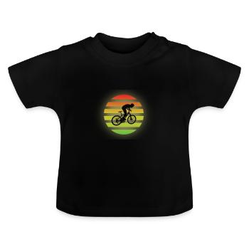 Rainbow Bike - Baby Organic T-Shirt with Round Neck - black - Front