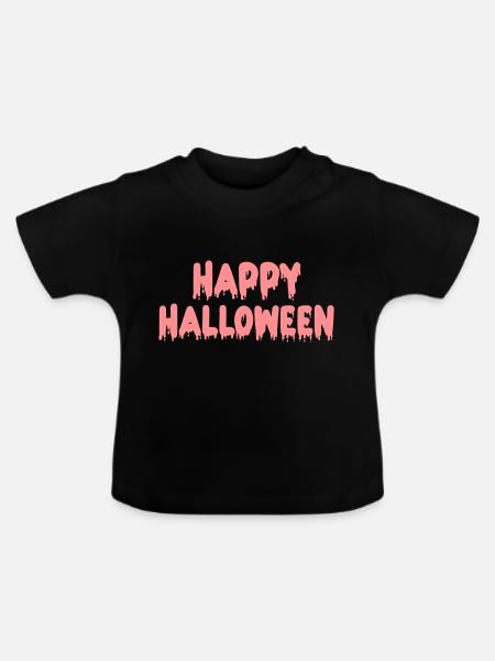 Happy Halloween - Baby Bio-T-Shirt mit Rundhals - Schwarz