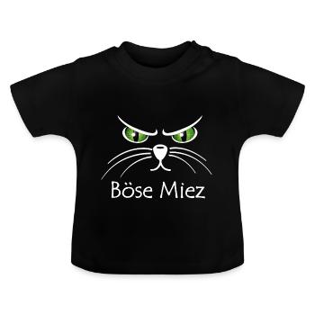 Méchants minou - Mon chat regarde qui me va ! - T-shirt bio col rond Bébé - noir - Devant