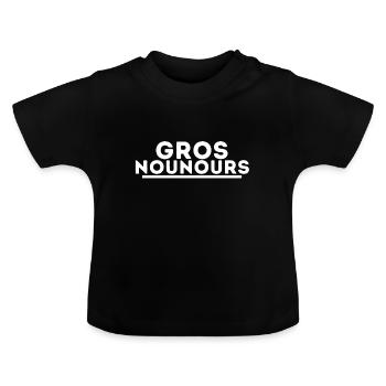 Gros nounours. cadeau gros nounours surnom - T-shirt bio col rond Bébé - noir - Devant