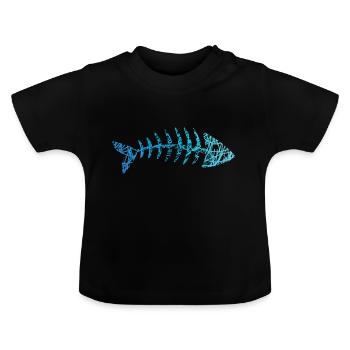 Arêtes de poisson Squelette de poisson Chevrons Griffonnage - T-shirt bio col rond Bébé - noir - Devant