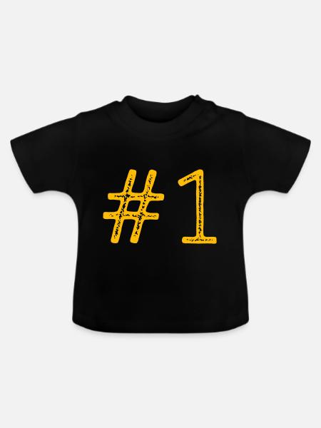 Erster Platz Nummer Eins Gewinner - Baby Bio-T-Shirt mit Rundhals - Schwarz