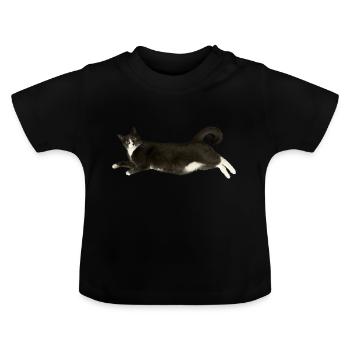 Chat gris blanc - T-shirt bio col rond Bébé - noir - Devant