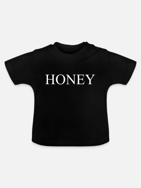 Honey / Honig - Baby Bio-T-Shirt mit Rundhals - Schwarz