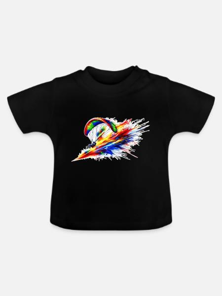 Paragleiter - Farbsplash - Baby Bio-T-Shirt mit Rundhals - Schwarz