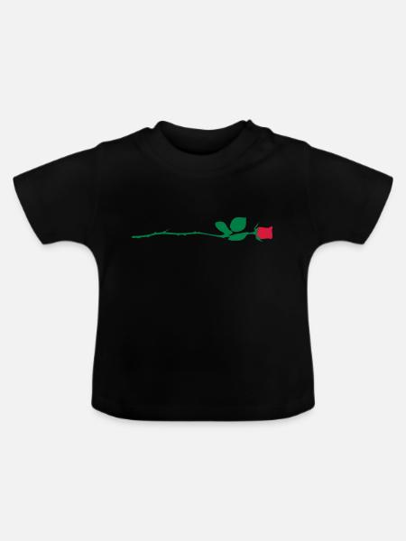 Rote Rose - Baby Bio-T-Shirt mit Rundhals - Schwarz