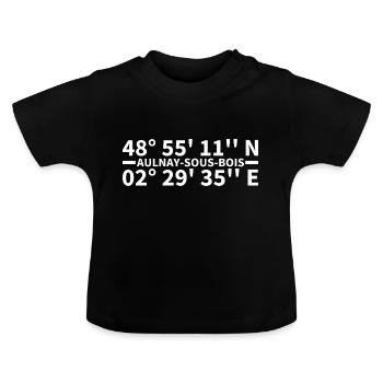 Aulnay-sous-Bois Koordinaten - Baby Bio-T-Shirt mit Rundhals - Schwarz - Vorne