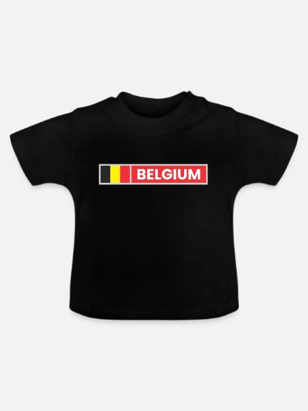 Belgische Flagge - Baby Bio-T-Shirt mit Rundhals - Schwarz