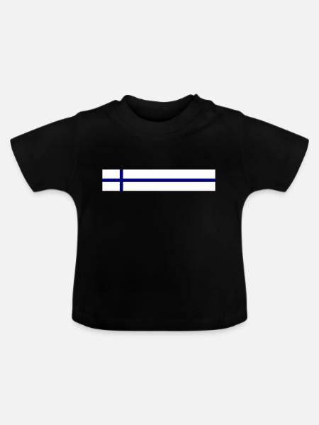 Finnland Fahne - Baby Bio-T-Shirt mit Rundhals - Schwarz