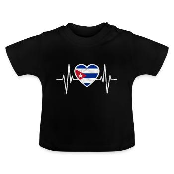 Cuba Kuba Flagge Herz National Havanna Geschenk - Baby Bio-T-Shirt mit Rundhals - Schwarz - Vorne