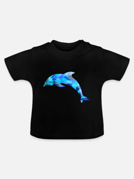 Blauer Delphin - Baby Bio-T-Shirt mit Rundhals - Schwarz