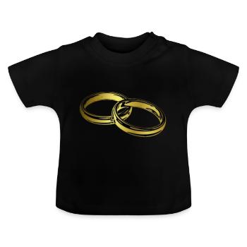 Anneaux de fiançailles de mariage - T-shirt bio col rond Bébé - noir - Devant