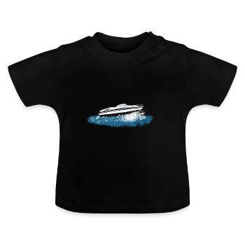 motorboat - Baby Organic T-Shirt with Round Neck - black - Front
